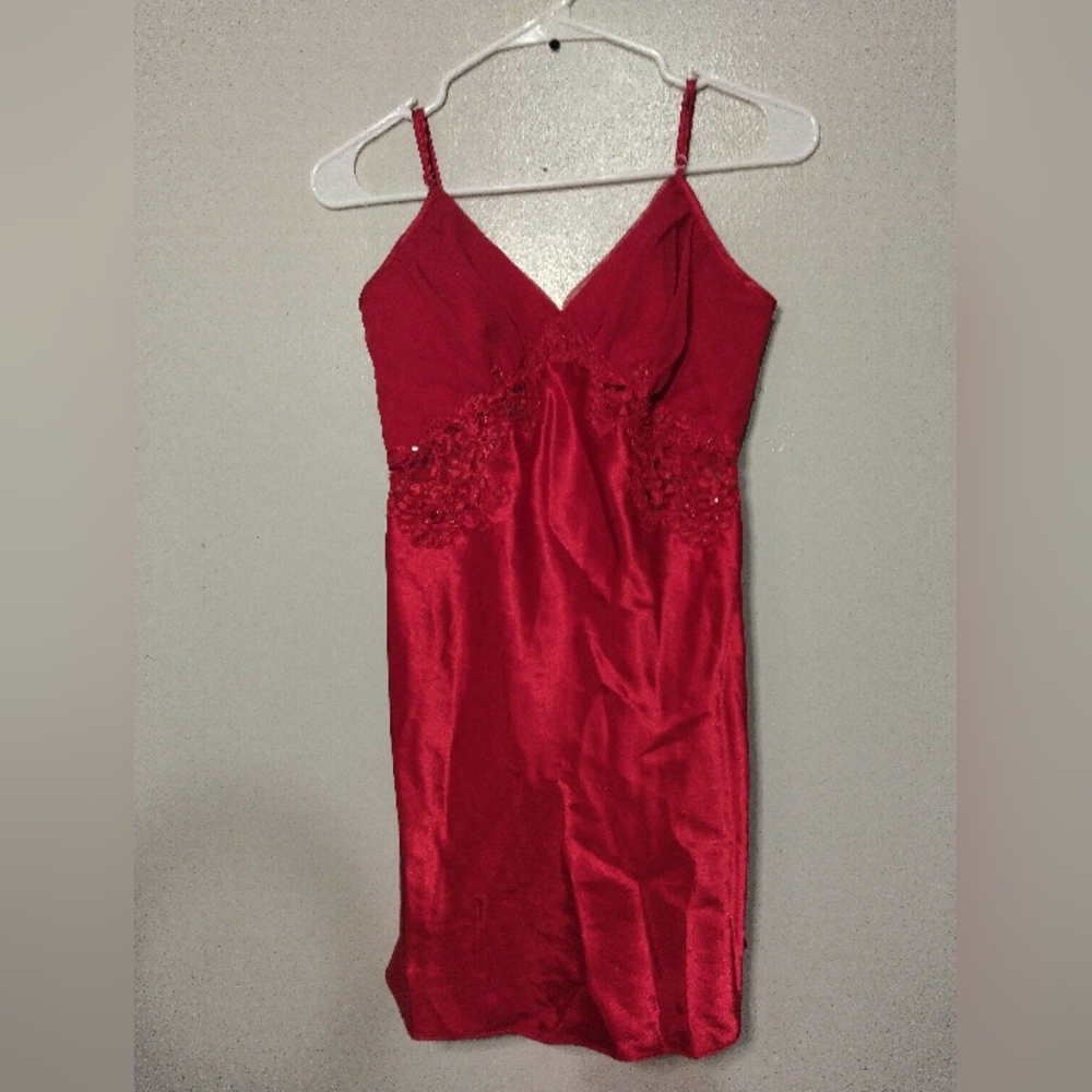 Vintage Victoria's Secret Red Satin Chemise